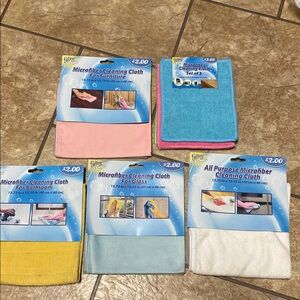Microfiber Cleaning Cloth Set - Pink, Blue, Yellow, White Dusting Household